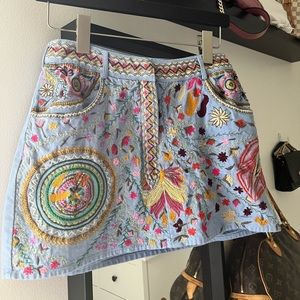 Mango Embroidered Mini Skirt